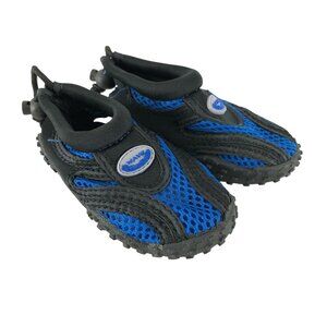 Easy USA Toddler Boys Water Shoes Slip On Mesh Fabric Drawstring Blue Black 6